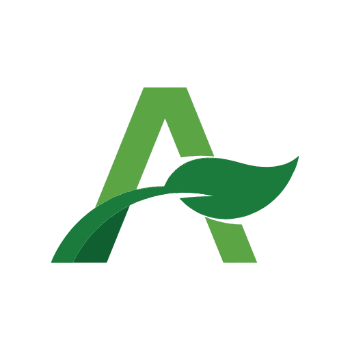 Logotipo do CIOS DO AGRO é a letra A relacionada a uma folha com três tons de verde